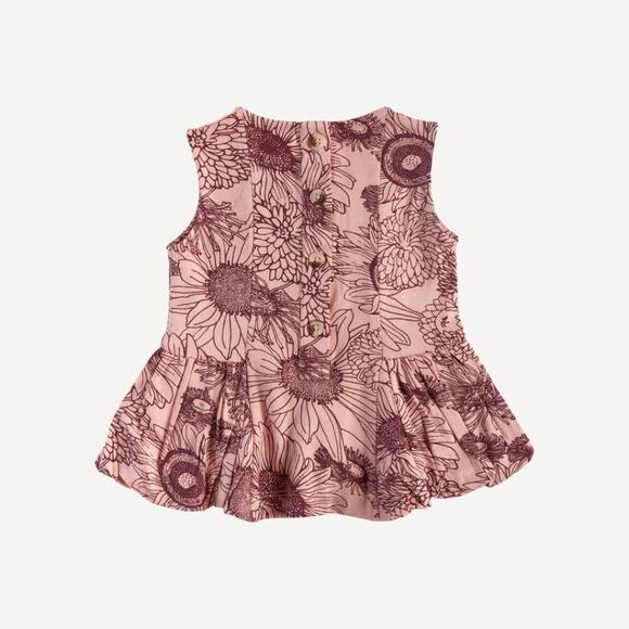 NWT Kate Quinn Merlot Sunflower Bamboo Bubble Ruffle Ballerina Top Shirt 6-12m - Picture 3 of 3